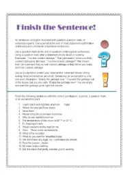 English Worksheet: Finish the Sentence!