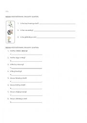 English Worksheet: action verbs yes/no questions