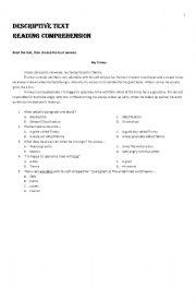 English Worksheet: descriptive text