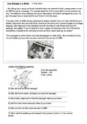 English Worksheet: Love in a Bottle