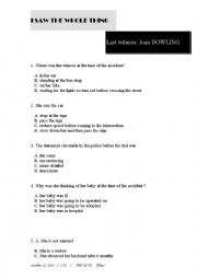 English Worksheet: Hitchcocks I saw the whole thing (Joan Dowling)