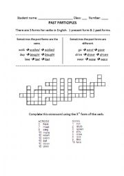 English Worksheet: Past Participle Crossword