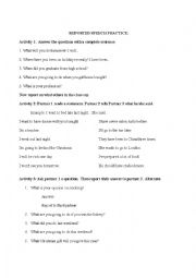 English Worksheet: Reported Speech Practice