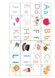 English Worksheet: Alphabet Memory Game