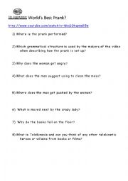 English Worksheet: Worlds Best Prank