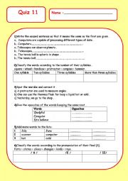 English Worksheet: quiz 11