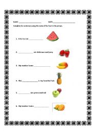 English Worksheet: The fruits