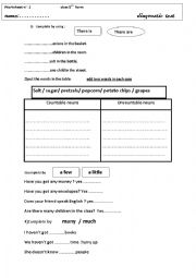 English Worksheet: countable and uncountable exercises