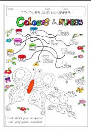 English Worksheet: COLOURS AND NUMBERS