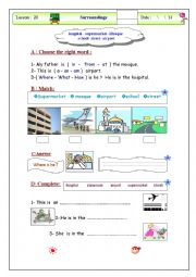 English Worksheet: places