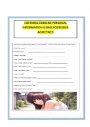 English Worksheet: Listening Personal Information