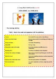 English Worksheet: John Legend - All Of Me (2013) (Listening Activity about Relationship+Vocabulary Building)