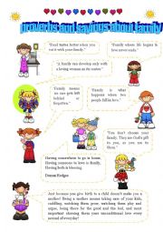 English Worksheet: proverbs and sayings about family