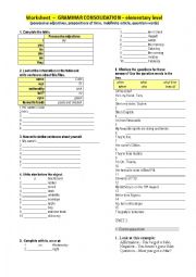 English Worksheet: Grammar consolidation - elementary level