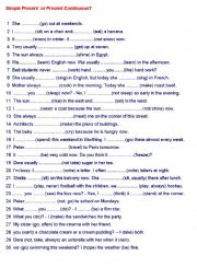 English Worksheet: Simple Present vs Present Continuous