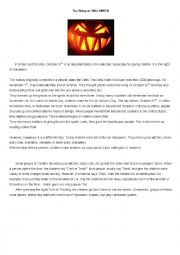 The history of halloween Reading comprehension