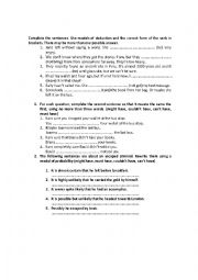 English Worksheet: Complete with the correct modals of probability in the past