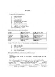 English Worksheet: REVISION