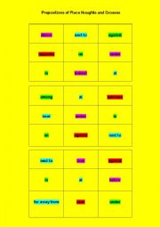 Prepositions of  Place Noughts and Crosses/Tic-Tac-Toe Game