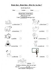 English Worksheet: Brown Bear, Brown Bear, What Do You See? 20130723