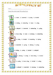 English Worksheet: basic sports