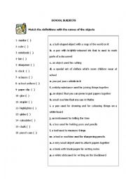 English Worksheet: School Objects
