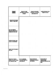 English Worksheet: (Indirect) Questions Board game - topics: travelling, phone calls