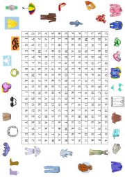 Clothes and accessories wordsearch