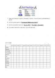 English Worksheet: Daily Routine Battleship