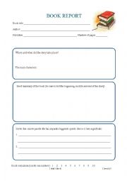 English Worksheet: Book Report