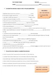 English Worksheet: Past Perfect Worksheet