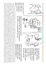 English Worksheet: SPEAKING: Peter and Mary: how to elicit a story from your middle school (
