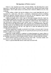 English Worksheet: The American Way of Life