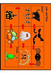 English Worksheet: Halloween Pre School Board Game