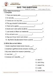 English Worksheet: Tag questions
