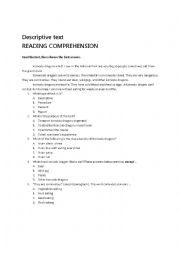 English Worksheet: descriptive text