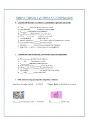 English Worksheet: Verbal tenses: simple present and present continuous