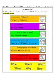 English Worksheet: Wh -question words ( worksheet )