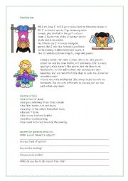 English Worksheet: Reading about hobbies