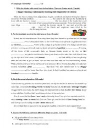 English Worksheet: Mid term test 3 for 1st year