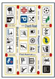 English Worksheet: Places in Town Boardgame