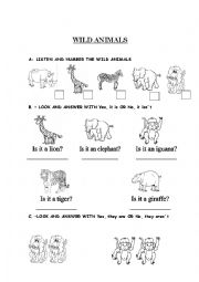 English Worksheet: wild animals