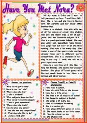 English Worksheet: Have you met Nora?