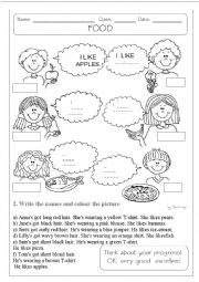 English Worksheet:  I LIKE + FOOD