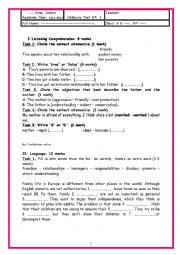 English Worksheet: 9th form mid term test 1