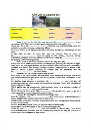 City Life vs Country Life (Topic Elaboration for Pre/Intermediate Students)