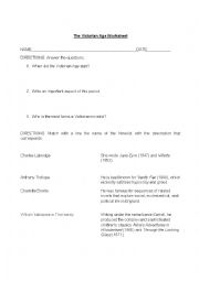 English Worksheet: The Victorian Age Worksheet