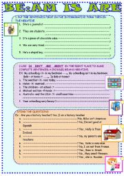 English Worksheet: BE: Am is are 2