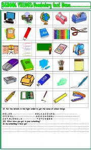 English Worksheet: School things :vocabulary test 