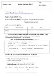 English Worksheet: Mid-term test 1/4th form